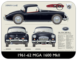 MGA 1600 Roadster MkII (hard top/disc wheels) 1961-62 Place Mat, Medium